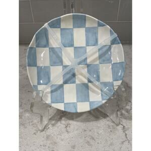 Set 4 BLUE CHECKERED 6.5” Appetizer Salad Dessert Snack Plate Plates Melamine